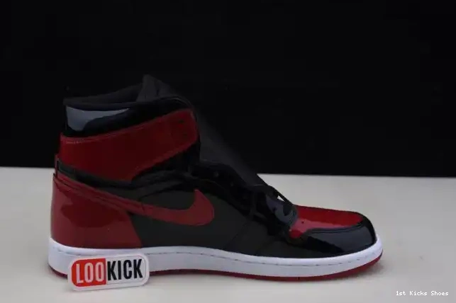 1st Kicks Shoes Patent Air High Jordan OG 1 555088-063 Bred 0618